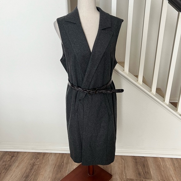 Trouve Jackets & Blazers - Trouvé sleeveless wool blend long vest jacket with lapel and hook closure Large